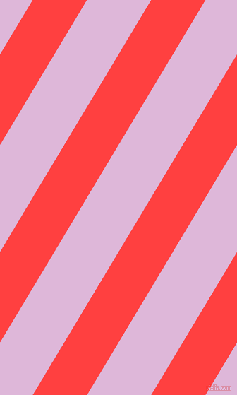 59 degree angle lines stripes, 66 pixel line width, 78 pixel line spacing, Coral Red and French Lilac angled lines and stripes seamless tileable