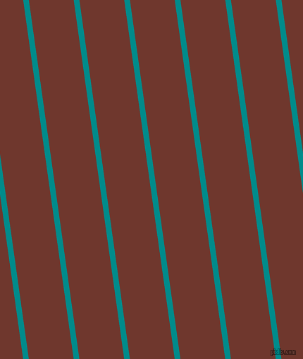 98 degree angle lines stripes, 8 pixel line width, 63 pixel line spacing, Dark Cyan and Mocha angled lines and stripes seamless tileable