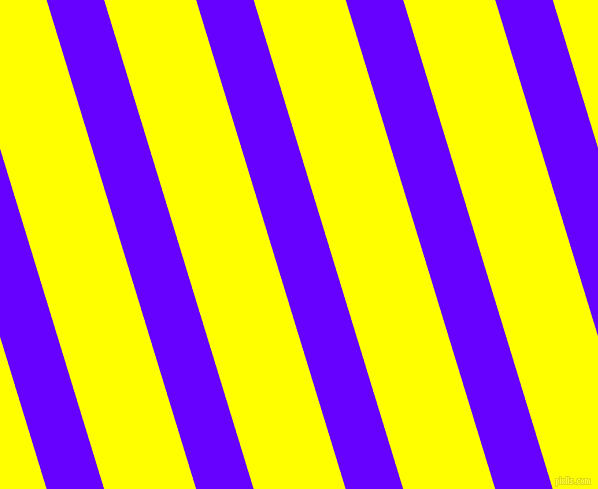 107 degree angle lines stripes, 55 pixel line width, 88 pixel line spacing, Electric Indigo and Yellow angled lines and stripes seamless tileable