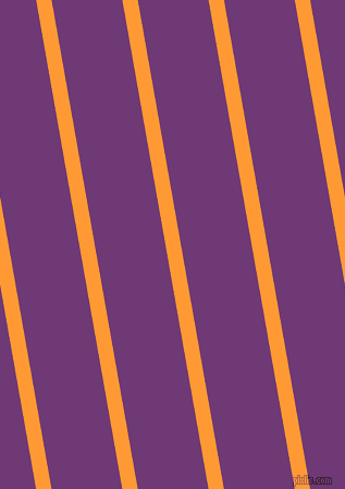 100 degree angle lines stripes, 14 pixel line width, 64 pixel line spacing, Neon Carrot and Eminence angled lines and stripes seamless tileable