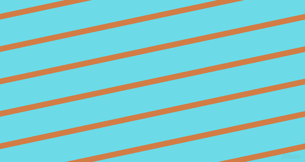12 degree angle lines stripes, 11 pixel line width, 51 pixel line spacing, Raw Sienna and Turquoise Blue angled lines and stripes seamless tileable