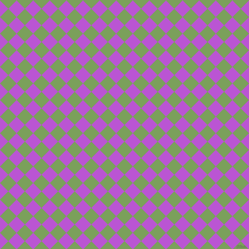 45/135 degree angle diagonal checkered chequered squares checker pattern checkers background, 38 pixel square size, , Asparagus and Medium Orchid checkers chequered checkered squares seamless tileable