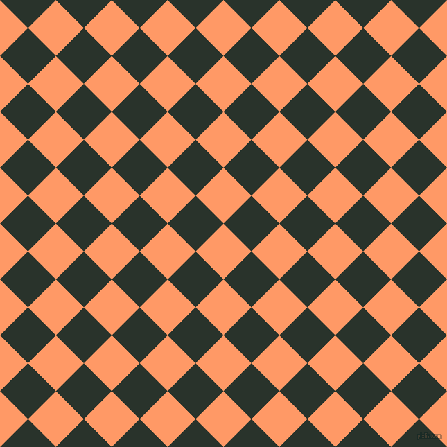 45/135 degree angle diagonal checkered chequered squares checker pattern checkers background, 57 pixel squares size, , Atomic Tangerine and Gordons Green checkers chequered checkered squares seamless tileable