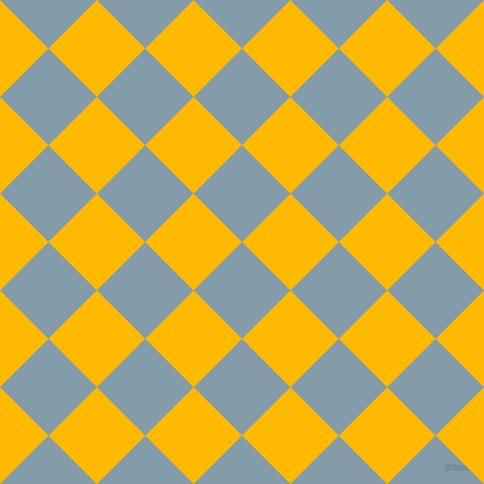 45/135 degree angle diagonal checkered chequered squares checker pattern checkers background, 96 pixel square size, , Bali Hai and Selective Yellow checkers chequered checkered squares seamless tileable