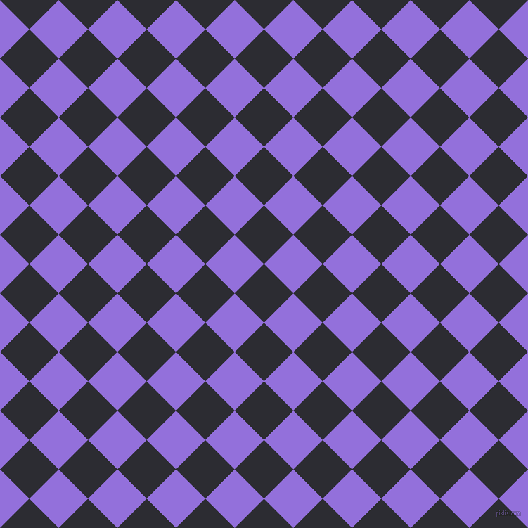 45/135 degree angle diagonal checkered chequered squares checker pattern checkers background, 59 pixel square size, Bastille and Medium Purple checkers chequered checkered squares seamless tileable