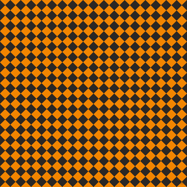 45/135 degree angle diagonal checkered chequered squares checker pattern checkers background, 24 pixel squares size, , Bokara Grey and Tangerine checkers chequered checkered squares seamless tileable