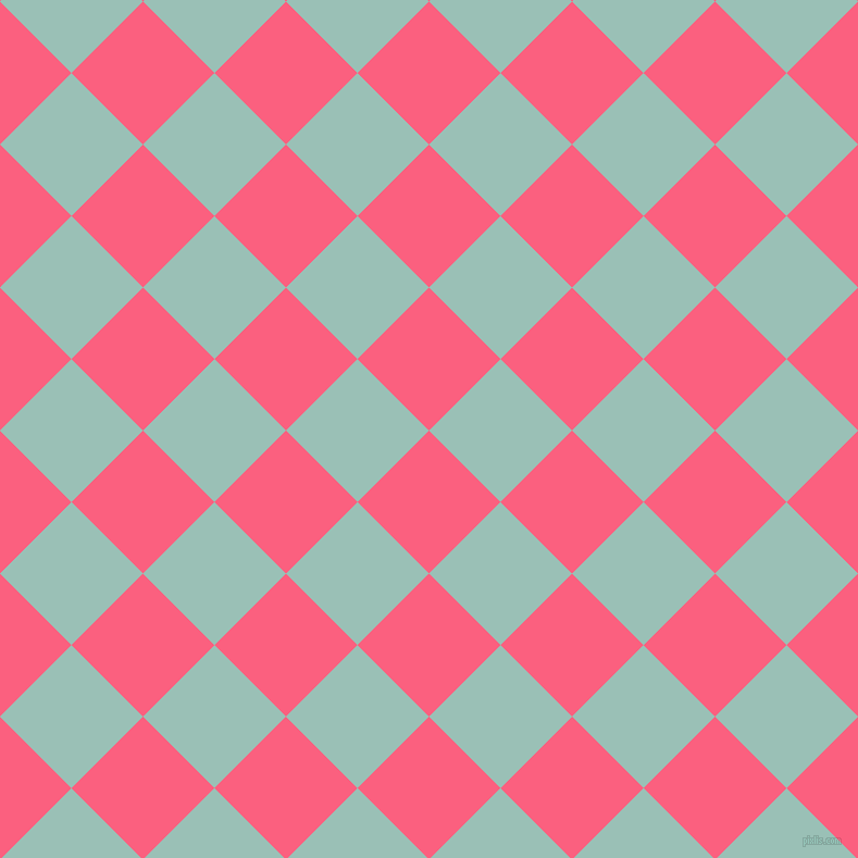 45/135 degree angle diagonal checkered chequered squares checker pattern checkers background, 93 pixel squares size, , Brink Pink and Shadow Green checkers chequered checkered squares seamless tileable