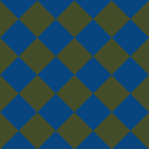 45/135 degree angle diagonal checkered chequered squares checker pattern checkers background, 87 pixel square size, Bronzetone and Dark Cerulean checkers chequered checkered squares seamless tileable