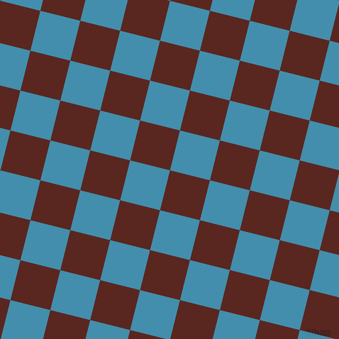 76/166 degree angle diagonal checkered chequered squares checker pattern checkers background, 58 pixel square size, , Caput Mortuum and Boston Blue checkers chequered checkered squares seamless tileable