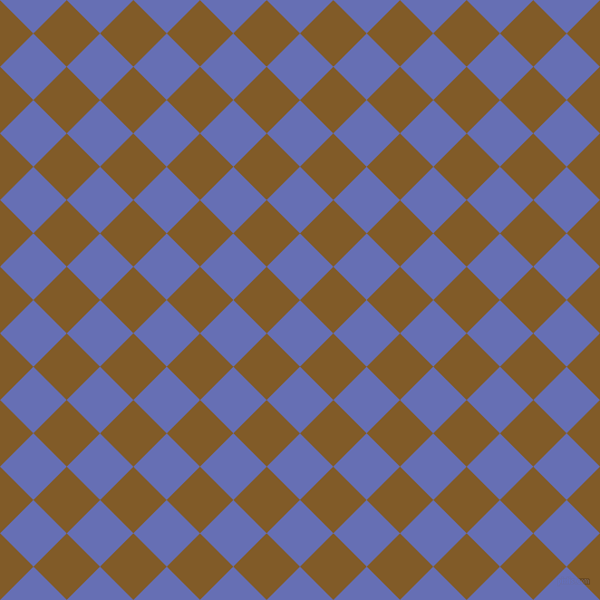 45/135 degree angle diagonal checkered chequered squares checker pattern checkers background, 52 pixel square size, , Chetwode Blue and Hot Curry checkers chequered checkered squares seamless tileable
