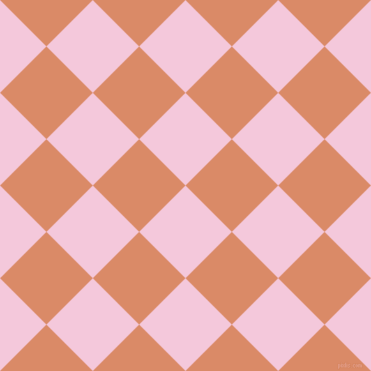 45/135 degree angle diagonal checkered chequered squares checker pattern checkers background, 94 pixel square size, , Classic Rose and Copper checkers chequered checkered squares seamless tileable