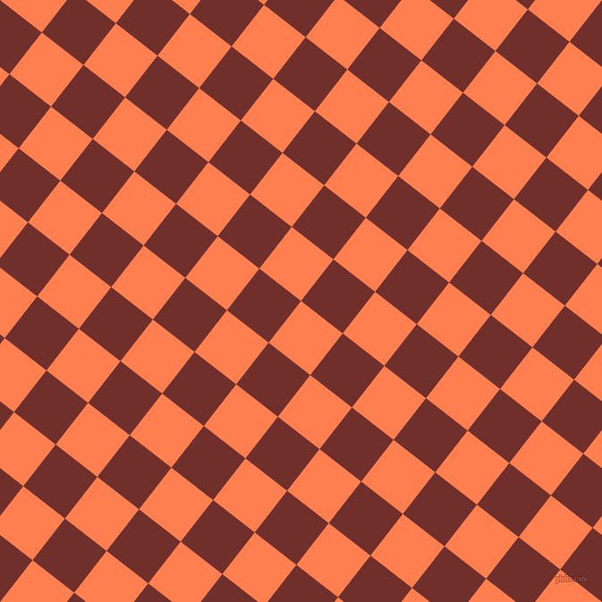 52/142 degree angle diagonal checkered chequered squares checker pattern checkers background, 59 pixel square size, , Coral and Auburn checkers chequered checkered squares seamless tileable