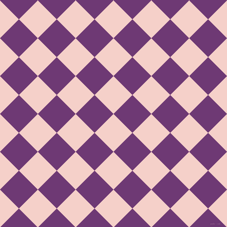 45/135 degree angle diagonal checkered chequered squares checker pattern checkers background, 93 pixel square size, Coral Candy and Eminence checkers chequered checkered squares seamless tileable