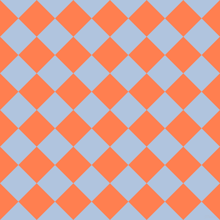 45/135 degree angle diagonal checkered chequered squares checker pattern checkers background, 88 pixel squares size, , Coral and Light Steel Blue checkers chequered checkered squares seamless tileable