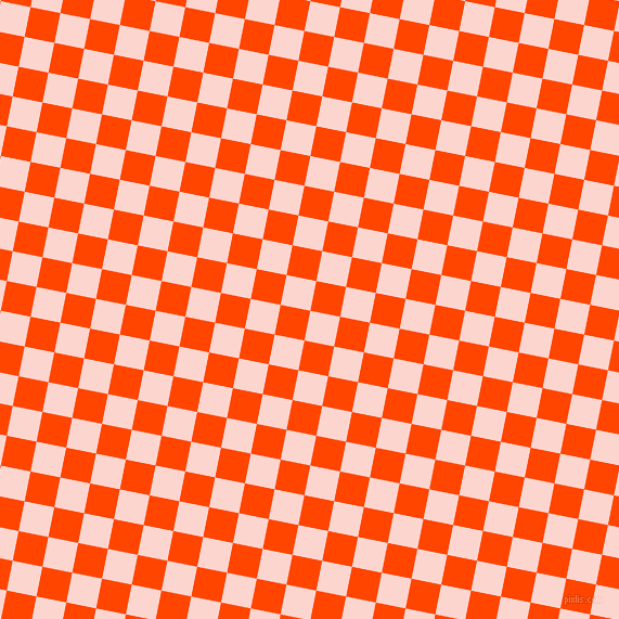 79/169 degree angle diagonal checkered chequered squares checker pattern checkers background, 28 pixel square size, Cosmos and Orange Red checkers chequered checkered squares seamless tileable
