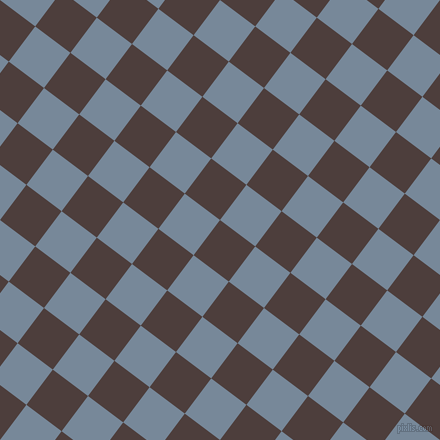 53/143 degree angle diagonal checkered chequered squares checker pattern checkers background, 44 pixel squares size, , Crater Brown and Light Slate Grey checkers chequered checkered squares seamless tileable