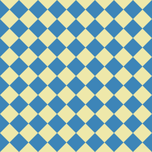 45/135 degree angle diagonal checkered chequered squares checker pattern checkers background, 44 pixel squares size, , Curious Blue and Pale Goldenrod checkers chequered checkered squares seamless tileable