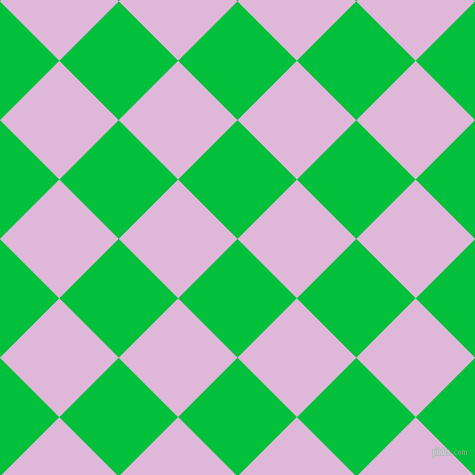 45/135 degree angle diagonal checkered chequered squares checker pattern checkers background, 84 pixel squares size, Dark Pastel Green and French Lilac checkers chequered checkered squares seamless tileable