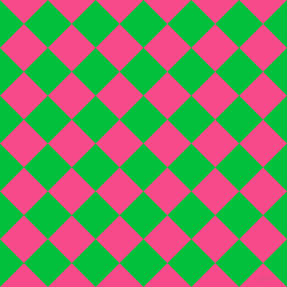 45/135 degree angle diagonal checkered chequered squares checker pattern checkers background, 68 pixel square size, , Dark Pastel Green and French Rose checkers chequered checkered squares seamless tileable