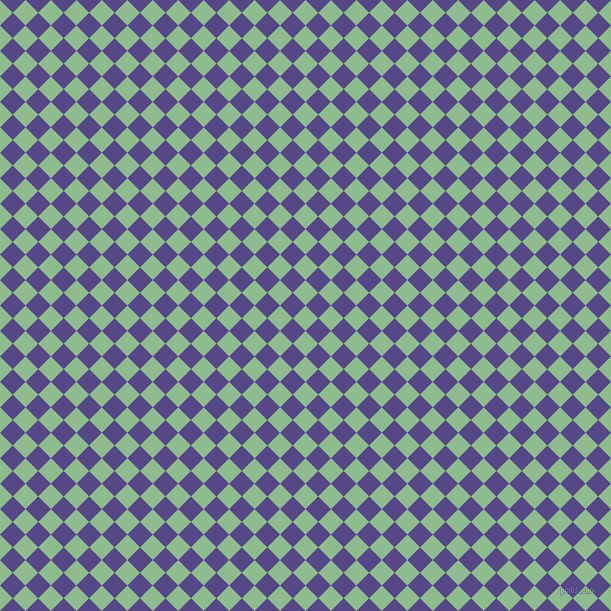 45/135 degree angle diagonal checkered chequered squares checker pattern checkers background, 18 pixel squares size, , Dark Sea Green and Gigas checkers chequered checkered squares seamless tileable