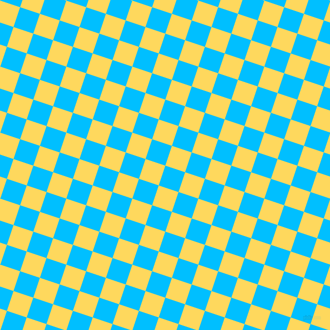72/162 degree angle diagonal checkered chequered squares checker pattern checkers background, 42 pixel squares size, , Deep Sky Blue and Dandelion checkers chequered checkered squares seamless tileable