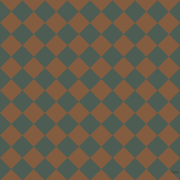45/135 degree angle diagonal checkered chequered squares checker pattern checkers background, 55 pixel squares size, , Feldgrau and Potters Clay checkers chequered checkered squares seamless tileable