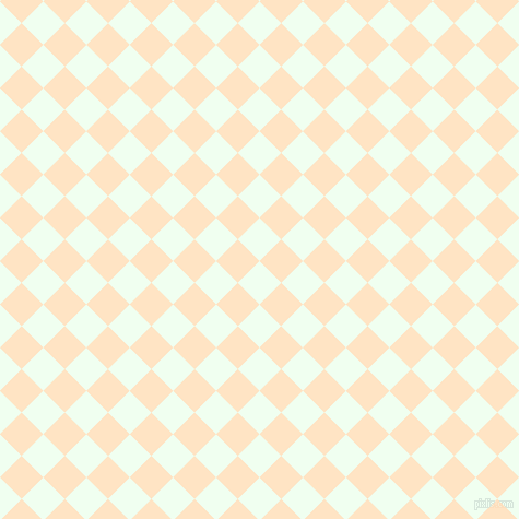 45/135 degree angle diagonal checkered chequered squares checker pattern checkers background, 28 pixel square size, , Honeydew and Bisque checkers chequered checkered squares seamless tileable