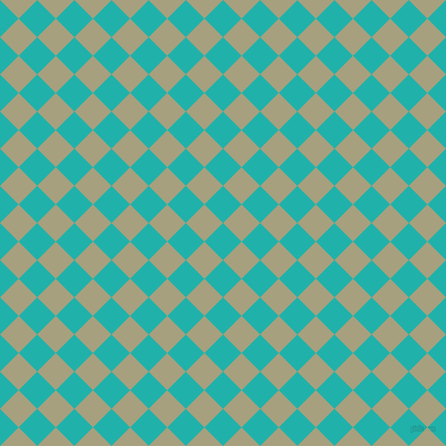 45/135 degree angle diagonal checkered chequered squares checker pattern checkers background, 38 pixel squares size, Light Sea Green and Hillary checkers chequered checkered squares seamless tileable
