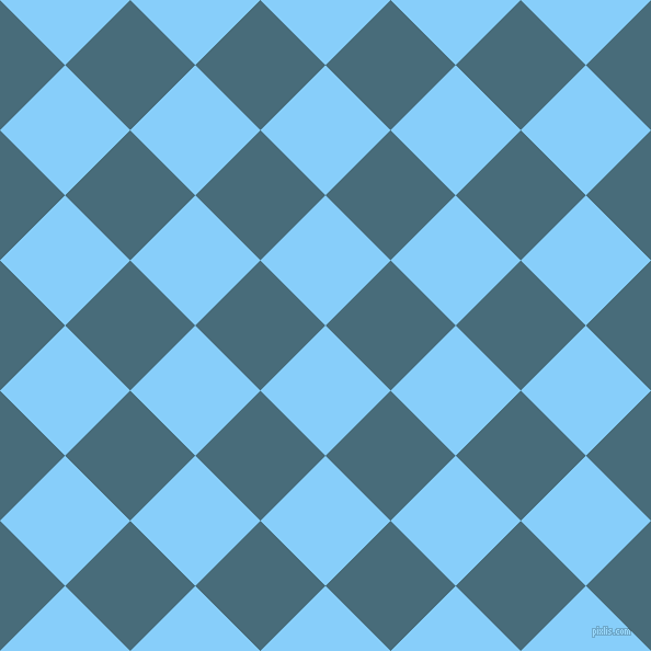45/135 degree angle diagonal checkered chequered squares checker pattern checkers background, 84 pixel square size, , Light Sky Blue and Bismark checkers chequered checkered squares seamless tileable