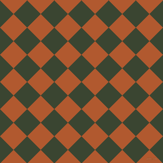 45/135 degree angle diagonal checkered chequered squares checker pattern checkers background, 64 pixel squares size, , Mallard and Fiery Orange checkers chequered checkered squares seamless tileable