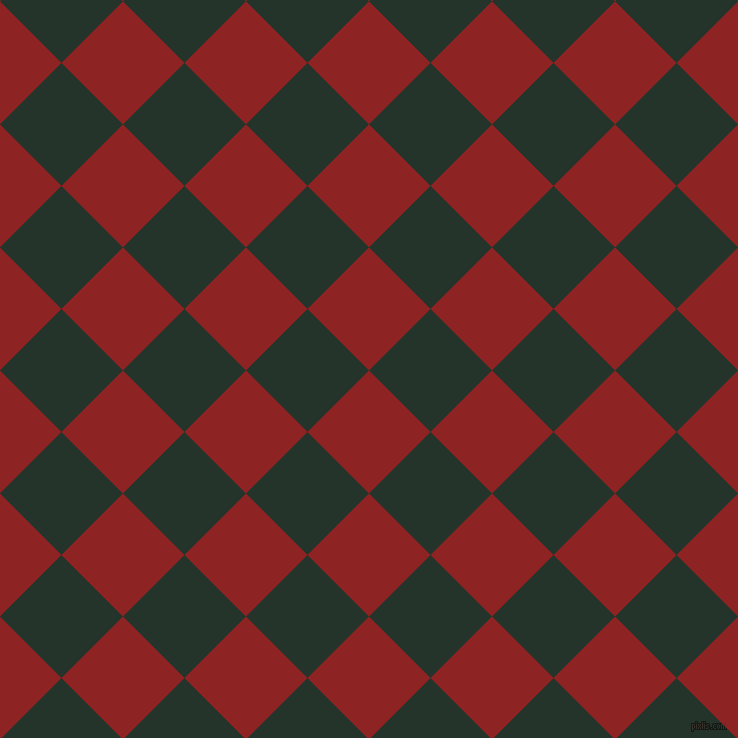 45/135 degree angle diagonal checkered chequered squares checker pattern checkers background, 87 pixel square size, , Mandarian Orange and Holly checkers chequered checkered squares seamless tileable