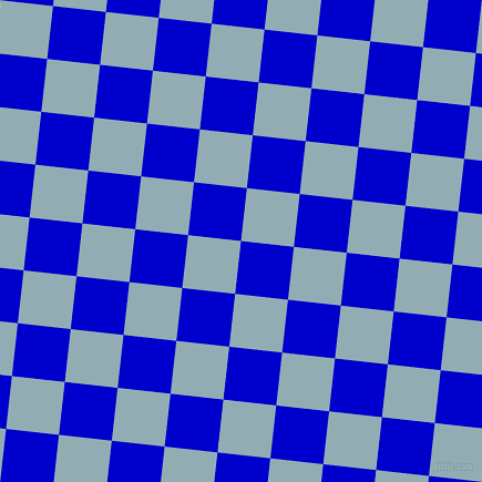 84/174 degree angle diagonal checkered chequered squares checker pattern checkers background, 48 pixel squares size, , Medium Blue and Botticelli checkers chequered checkered squares seamless tileable