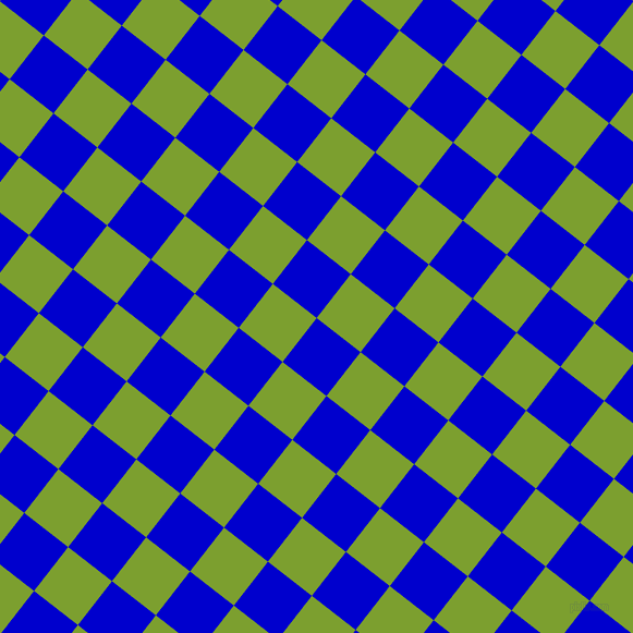 52/142 degree angle diagonal checkered chequered squares checker pattern checkers background, 51 pixel square size, Medium Blue and Sushi checkers chequered checkered squares seamless tileable