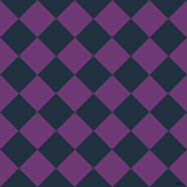 45/135 degree angle diagonal checkered chequered squares checker pattern checkers background, 107 pixel square size, , Midnight and Eminence checkers chequered checkered squares seamless tileable