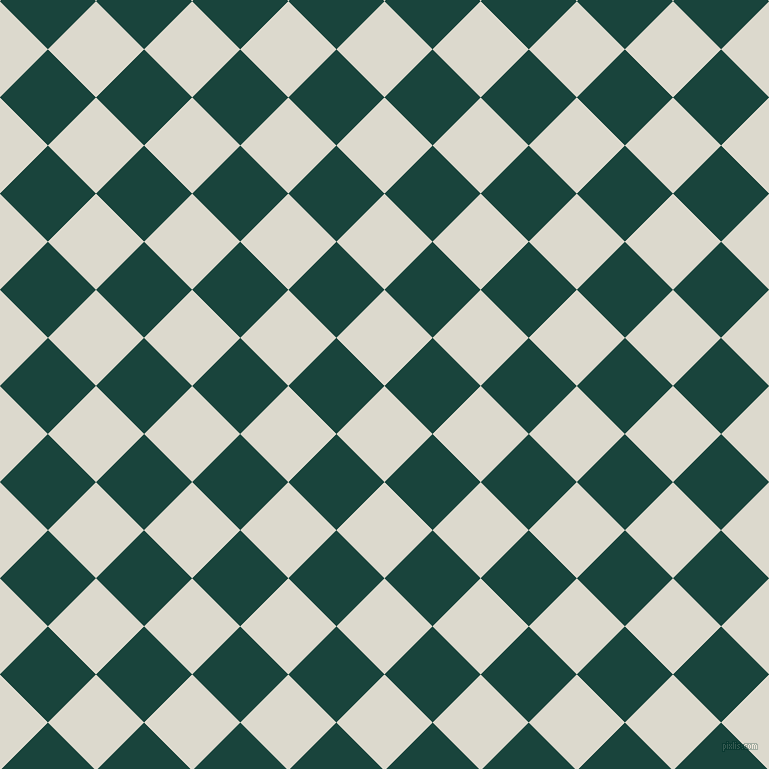 45/135 degree angle diagonal checkered chequered squares checker pattern checkers background, 68 pixel square size, , Milk White and Deep Teal checkers chequered checkered squares seamless tileable