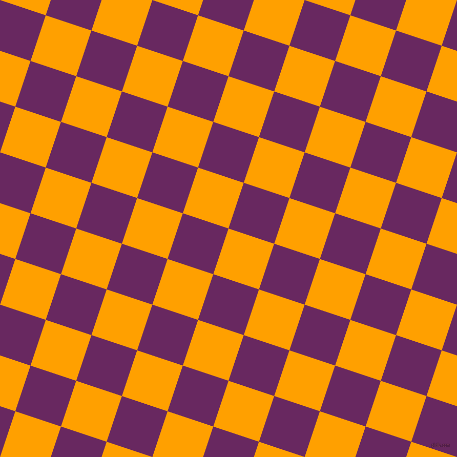72/162 degree angle diagonal checkered chequered squares checker pattern checkers background, 94 pixel squares size, Orange Peel and Palatinate Purple checkers chequered checkered squares seamless tileable