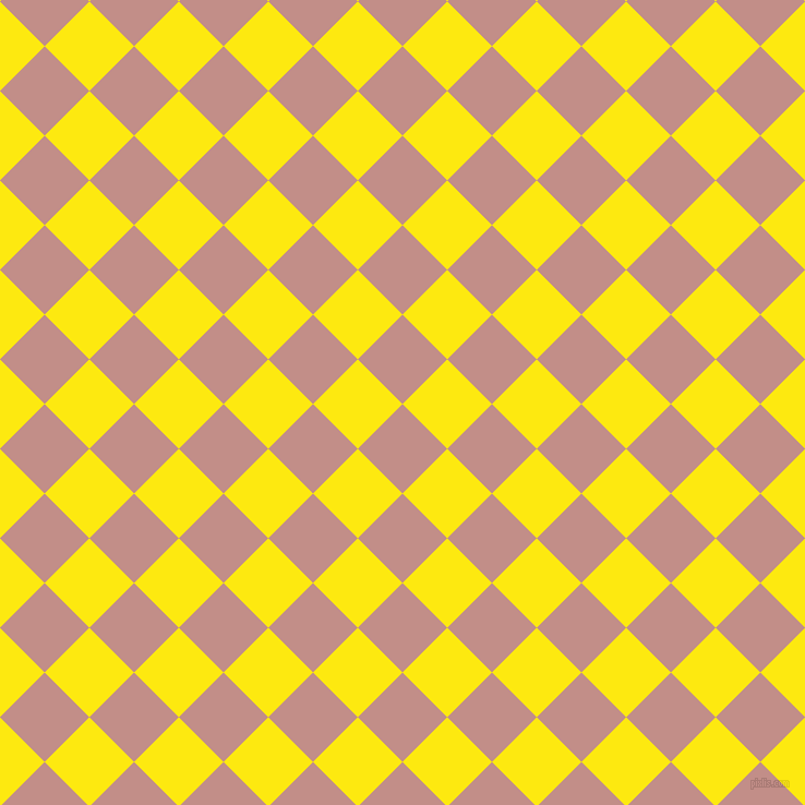 45/135 degree angle diagonal checkered chequered squares checker pattern checkers background, 58 pixel square size, Oriental Pink and Lemon checkers chequered checkered squares seamless tileable