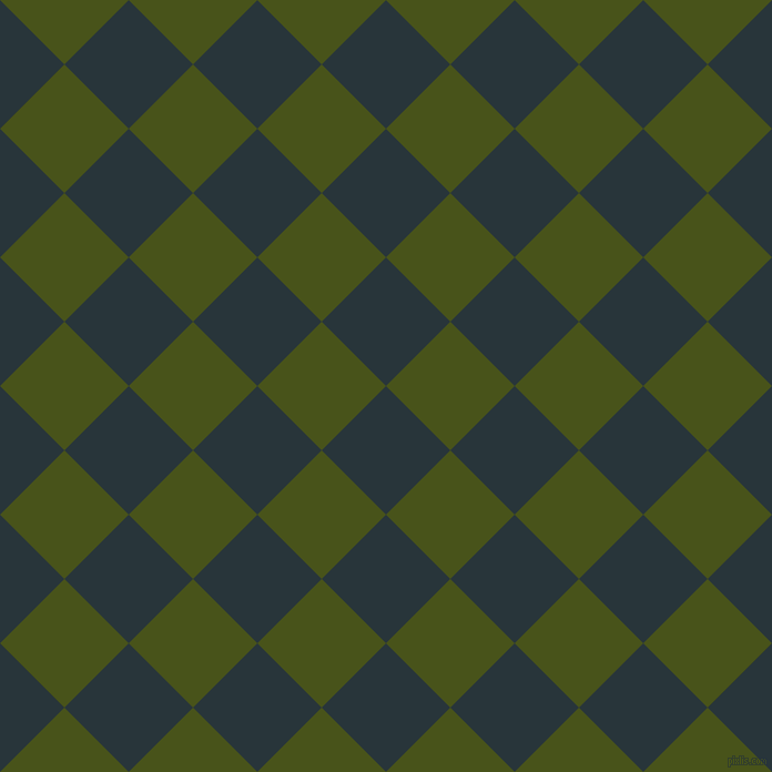 45/135 degree angle diagonal checkered chequered squares checker pattern checkers background, 82 pixel square size, , Oxford Blue and Verdun Green checkers chequered checkered squares seamless tileable