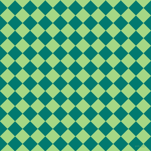 45/135 degree angle diagonal checkered chequered squares checker pattern checkers background, 37 pixel square size, , Pine Green and Feijoa checkers chequered checkered squares seamless tileable