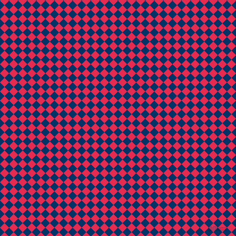 45/135 degree angle diagonal checkered chequered squares checker pattern checkers background, 13 pixel squares size, Prussian Blue and Amaranth checkers chequered checkered squares seamless tileable