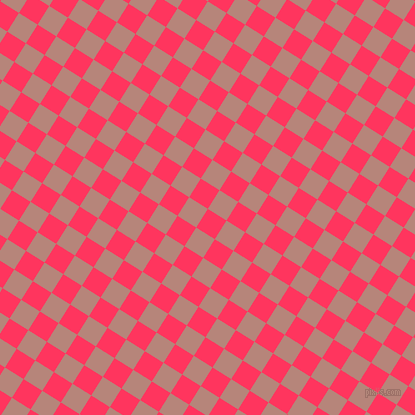 58/148 degree angle diagonal checkered chequered squares checker pattern checkers background, 22 pixel squares size, Radical Red and Brandy Rose checkers chequered checkered squares seamless tileable