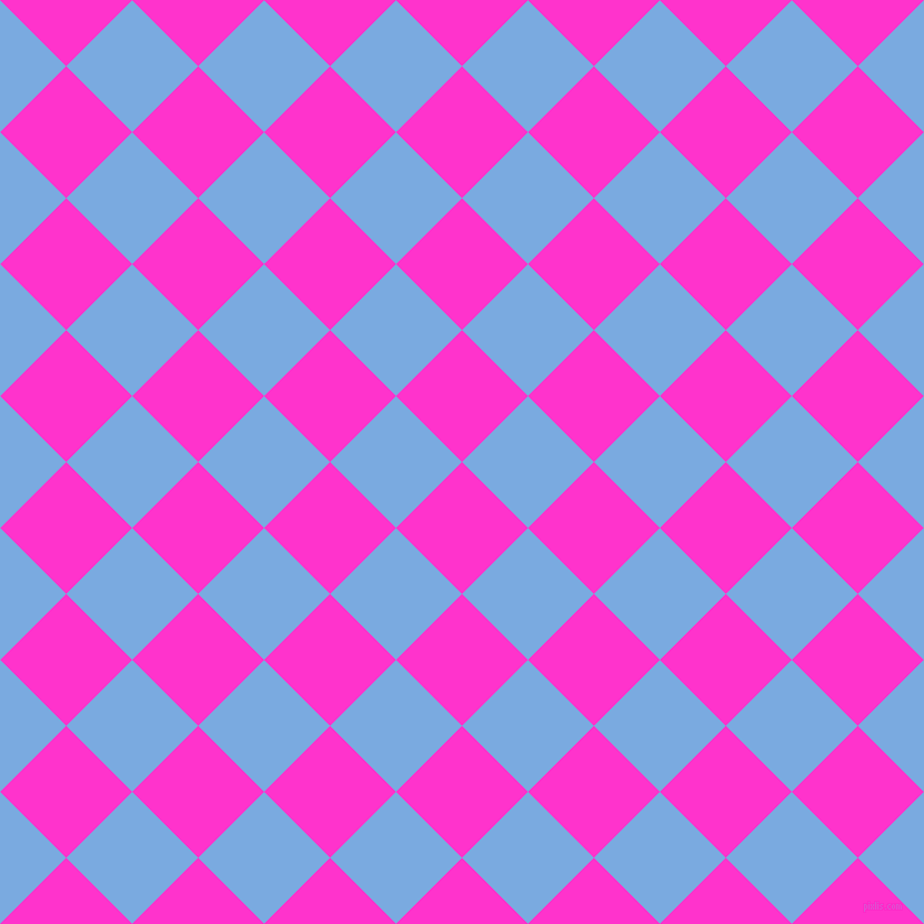 45/135 degree angle diagonal checkered chequered squares checker pattern checkers background, 84 pixel square size, , Razzle Dazzle Rose and Jordy Blue checkers chequered checkered squares seamless tileable