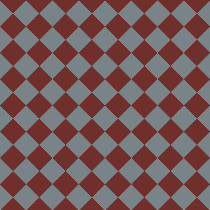 45/135 degree angle diagonal checkered chequered squares checker pattern checkers background, 62 pixel squares size, Regent Grey and Auburn checkers chequered checkered squares seamless tileable
