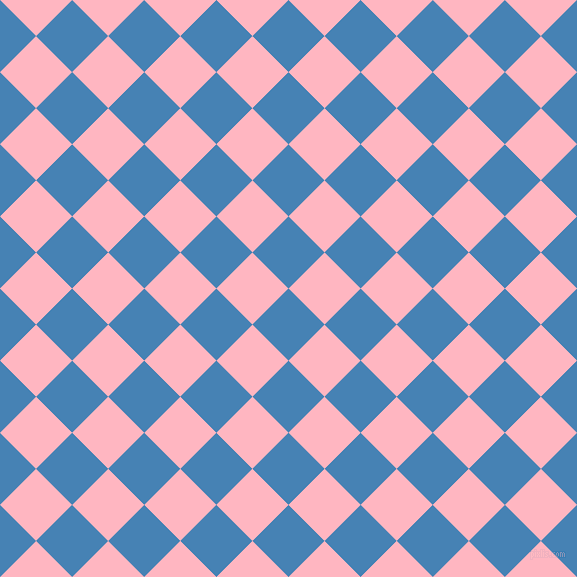 45/135 degree angle diagonal checkered chequered squares checker pattern checkers background, 51 pixel square size, , Steel Blue and Light Pink checkers chequered checkered squares seamless tileable
