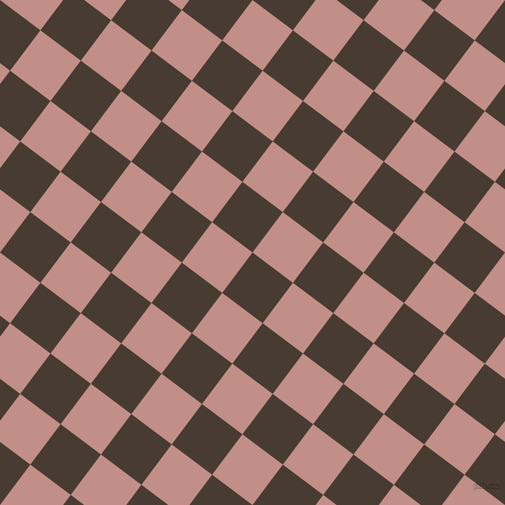 53/143 degree angle diagonal checkered chequered squares checker pattern checkers background, 72 pixel square size, Taupe and Oriental Pink checkers chequered checkered squares seamless tileable