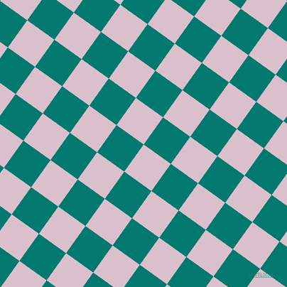 54/144 degree angle diagonal checkered chequered squares checker pattern checkers background, 47 pixel square size, Twilight and Pine Green checkers chequered checkered squares seamless tileable