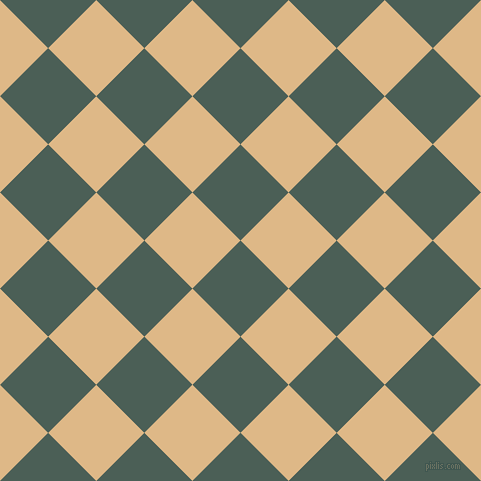 45/135 degree angle diagonal checkered chequered squares checker pattern checkers background, 68 pixel squares size, , Viridian Green and Burly Wood checkers chequered checkered squares seamless tileable