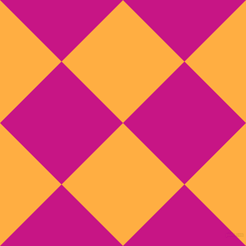 45/135 degree angle diagonal checkered chequered squares checker pattern checkers background, 177 pixel squares size, , Yellow Orange and Medium Violet Red checkers chequered checkered squares seamless tileable