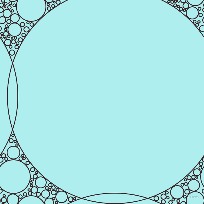 bubbles, circles, sponge, big, medium, small, 3 pixel line width, Aubergine and Pale Turquoise circles bubbles sponge soap seamless tileable