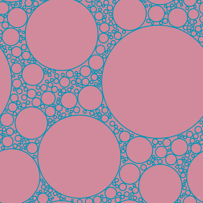 bubbles, circles, sponge, big, medium, small, 3 pixel line width, Bondi Blue and Can Can circles bubbles sponge soap seamless tileable